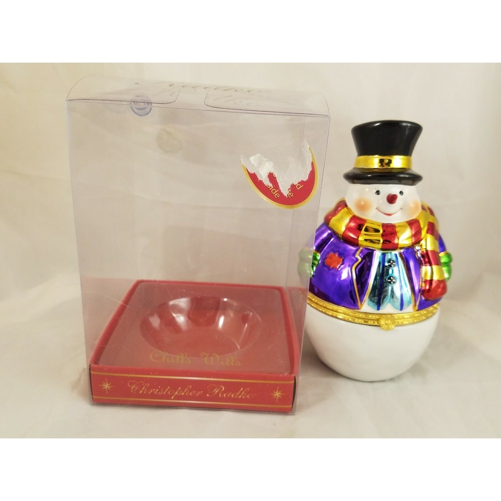 Christopher Radko Gallerie Chocolate Ball Winter Snow Man‎ Hinged Box